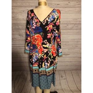 Dream Daily Mixed Print Vneck flowy shift dress